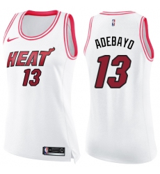 Women's Nike Miami Heat #13 Edrice Adebayo Swingman White/Pink Fashion NBA Jersey