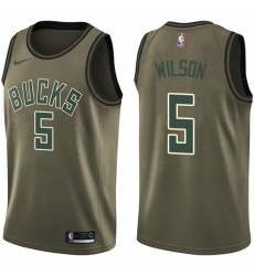 Youth Nike Milwaukee Bucks #5 D. J. Wilson Swingman Green Salute to Service NBA Jersey