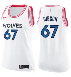 Women's Nike Minnesota Timberwolves #67 Taj Gibson Swingman White/Pink Fashion NBA Jersey