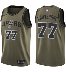 Men's Nike San Antonio Spurs #77 Joffrey Lauvergne Swingman Green Salute to Service NBA Jersey