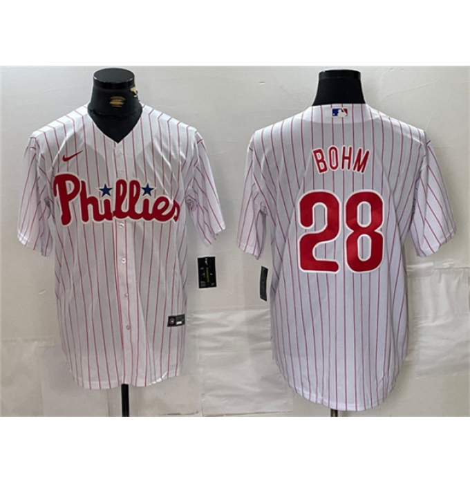 Men's Philadelphia Phillies #28 Alec Bohm White Cool Base Stitched Jersey