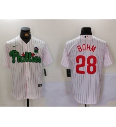 Men's Philadelphia Phillies #28 White Green Cool Base Stitched Jersey