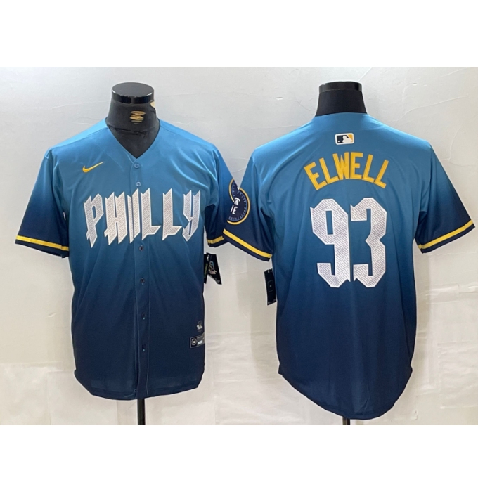 Men's Philadelphia Phillies #93 Jason Elwell Blue 2024 City Connect Limited Stitched Jersey