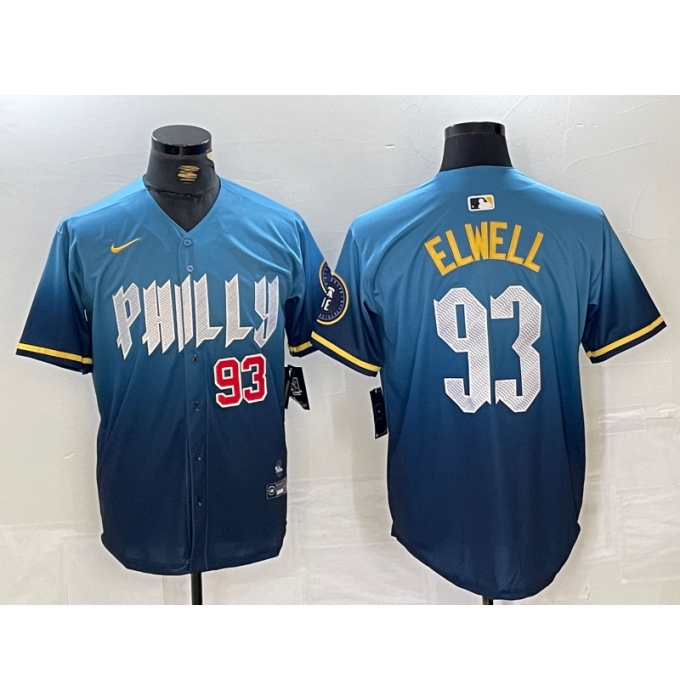 Men's Philadelphia Phillies #93 Jason Elwell Blue 2024 City Connect Limited Stitched Jerseys