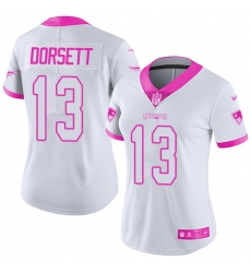 Women's Nike New England Patriots #13 Phillip Dorsett Limited White/Pink Rush Fashion NFL Jersey