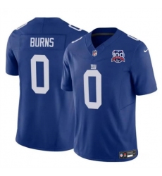 Men's New York Giants #0 Brian Burns Blue 2024 F.U.S.E. 100TH Season Vapor Untouchable Limited Stitched Jersey