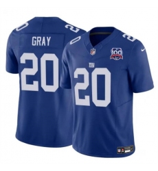 Men's New York Giants #20 Eric Gray Blue 2024 F.U.S.E. 100TH Season Vapor Untouchable Limited Stitched Jersey