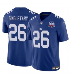 Men's New York Giants #26 Devin Singletary Blue 2024 F.U.S.E. 100TH Season Vapor Untouchable Limited Stitched Jersey