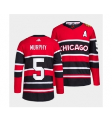 Men's Chicago Blackhawks #5 Connor Murphy Red Black 2022 Reverse Retro Stitched Jersey