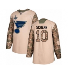Men's St. Louis Blues #10 Brayden Schenn Authentic Camo Veterans Day Practice 2019 Stanley Cup Champions Hockey Jersey