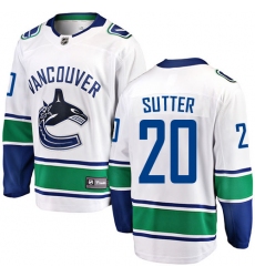 Youth Vancouver Canucks #20 Brandon Sutter Fanatics Branded White Away Breakaway NHL Jersey