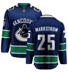 Men's Vancouver Canucks #25 Jacob Markstrom Fanatics Branded Blue Home Breakaway NHL Jersey