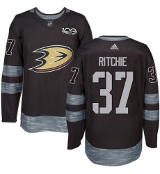 Men's Adidas Anaheim Ducks #37 Nick Ritchie Premier Black 1917-2017 100th Anniversary NHL Jersey