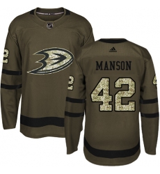 Men's Adidas Anaheim Ducks #42 Josh Manson Premier Green Salute to Service NHL Jersey