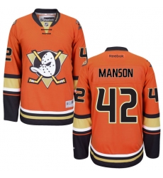 Men's Reebok Anaheim Ducks #42 Josh Manson Premier Orange Third NHL Jersey