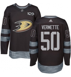 Men's Adidas Anaheim Ducks #50 Antoine Vermette Authentic Black 1917-2017 100th Anniversary NHL Jersey