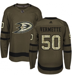 Men's Adidas Anaheim Ducks #50 Antoine Vermette Premier Green Salute to Service NHL Jersey