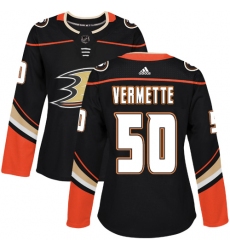 Women's Adidas Anaheim Ducks #50 Antoine Vermette Premier Black Home NHL Jersey