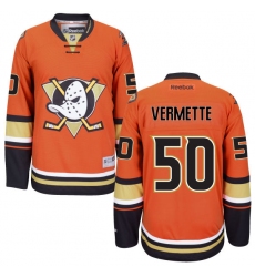 Women's Reebok Anaheim Ducks #50 Antoine Vermette Premier Orange Third NHL Jersey