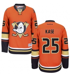 Women's Reebok Anaheim Ducks #25 Ondrej Kase Premier Orange Third NHL Jersey