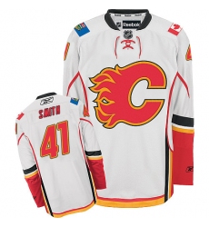 Men's Reebok Calgary Flames #41 Mike Smith Authentic White Away NHL Jersey