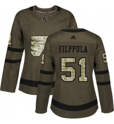 Women's Adidas Philadelphia Flyers #51 Valtteri Filppula Authentic Green Salute to Service NHL Jersey