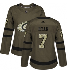 Women's Adidas Carolina Hurricanes #7 Derek Ryan Authentic Green Salute to Service NHL Jersey