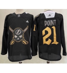 Men's Tampa Bay Lightning #21 Brayden Point Black Pirate Themed Warmup Authentic Jersey