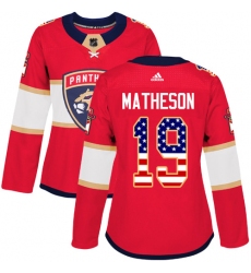 Women's Adidas Florida Panthers #19 Michael Matheson Authentic Red USA Flag Fashion NHL Jersey