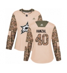 Women's Dallas Stars #40 Martin Hanzal Authentic Camo Veterans Day Practice Hockey Jersey