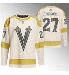 Men's Vegas Golden Knights #27 Shea Theodore Cream 2024 Winter Classic Breakaway Stitched Jersey