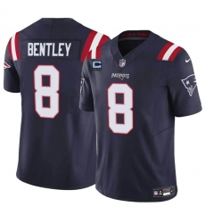 Men's New England Patriots #8 Ja'Whaun Bentley Navy F.U.S.E. With 4-Star C Vapor Limited Stitched Football Jersey