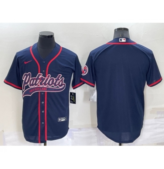 Men's New England Patriots Blank Navy Blue Stitched MLB Cool Base Nike Baseball Jersey
