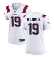 Women's New England Patriots #19 Joe Milton III 2024 White Football Stitched Jersey(Run Small)