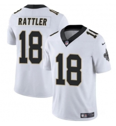 Men's New Orleans Saints #18 Spencer Rattler White Vapor Limited Football Stitched Jersey