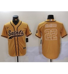 Men's New Orleans Saints #22 Rashid Shaheed Gold Cool Base Stitched Baseball Jersey