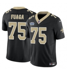 Men's New Orleans Saints #75 Taliese Fuaga Black 2024 With Dradt F.U.S.E Vapor Limited Stitched Football Jersey