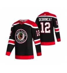 Men's Chicago Blackhawks #12 Alex DeBrincat Black 2020-21 Reverse Retro Alternate Hockey Jersey