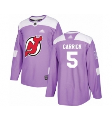 Men's New Jersey Devils #5 Connor Carrick Authentic Purple Fights Cancer Practice Hockey Jersey