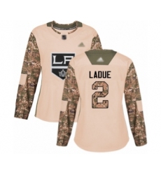 Women's Los Angeles Kings #2 Paul LaDue Authentic Camo Veterans Day Practice Hockey Jersey