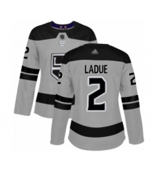 Women's Los Angeles Kings #2 Paul LaDue Authentic Gray Alternate Hockey Jersey