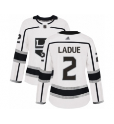 Women's Los Angeles Kings #2 Paul LaDue Authentic White Away Hockey Jersey