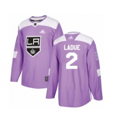 Youth Los Angeles Kings #2 Paul LaDue Authentic Purple Fights Cancer Practice Hockey Jersey