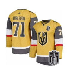 Men's Vegas Golden Knights #71 William Karlsson Gold 2023 Stanley Cup Final Stitched Jersey