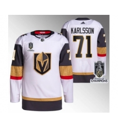 Men's Vegas Golden Knights #71 William Karlsson White 2023 Stanley Cup Champions Stitched Jersey