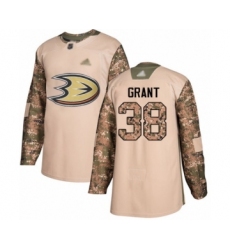 Youth Anaheim Ducks #38 Derek Grant Authentic Camo Veterans Day Practice Hockey Jersey