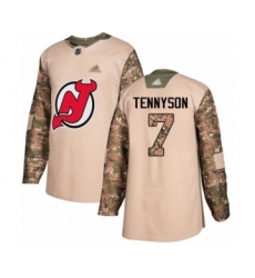 Men's New Jersey Devils #7 Matt Tennyson Authentic Camo Veterans Day Practice Hockey Jersey