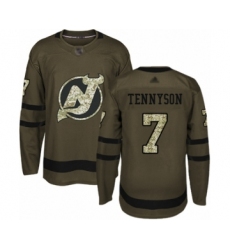 Men's New Jersey Devils #7 Matt Tennyson Authentic Green Salute to Service Hockey Jersey