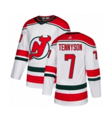 Men's New Jersey Devils #7 Matt Tennyson Authentic White Alternate Hockey Jersey