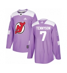 Youth New Jersey Devils #7 Matt Tennyson Authentic Purple Fights Cancer Practice Hockey Jersey